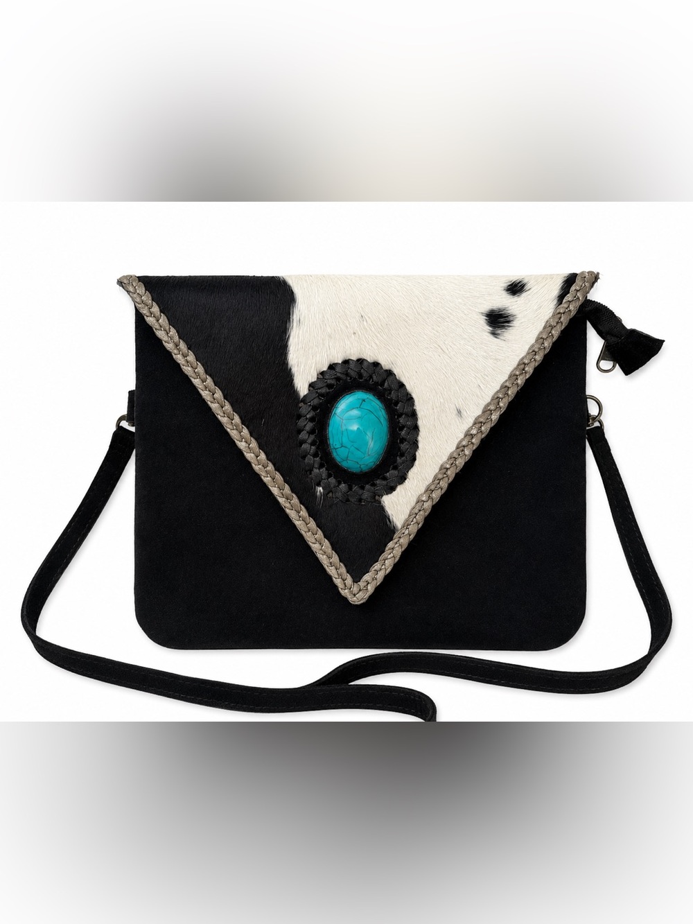 Suede cowhide crossbody